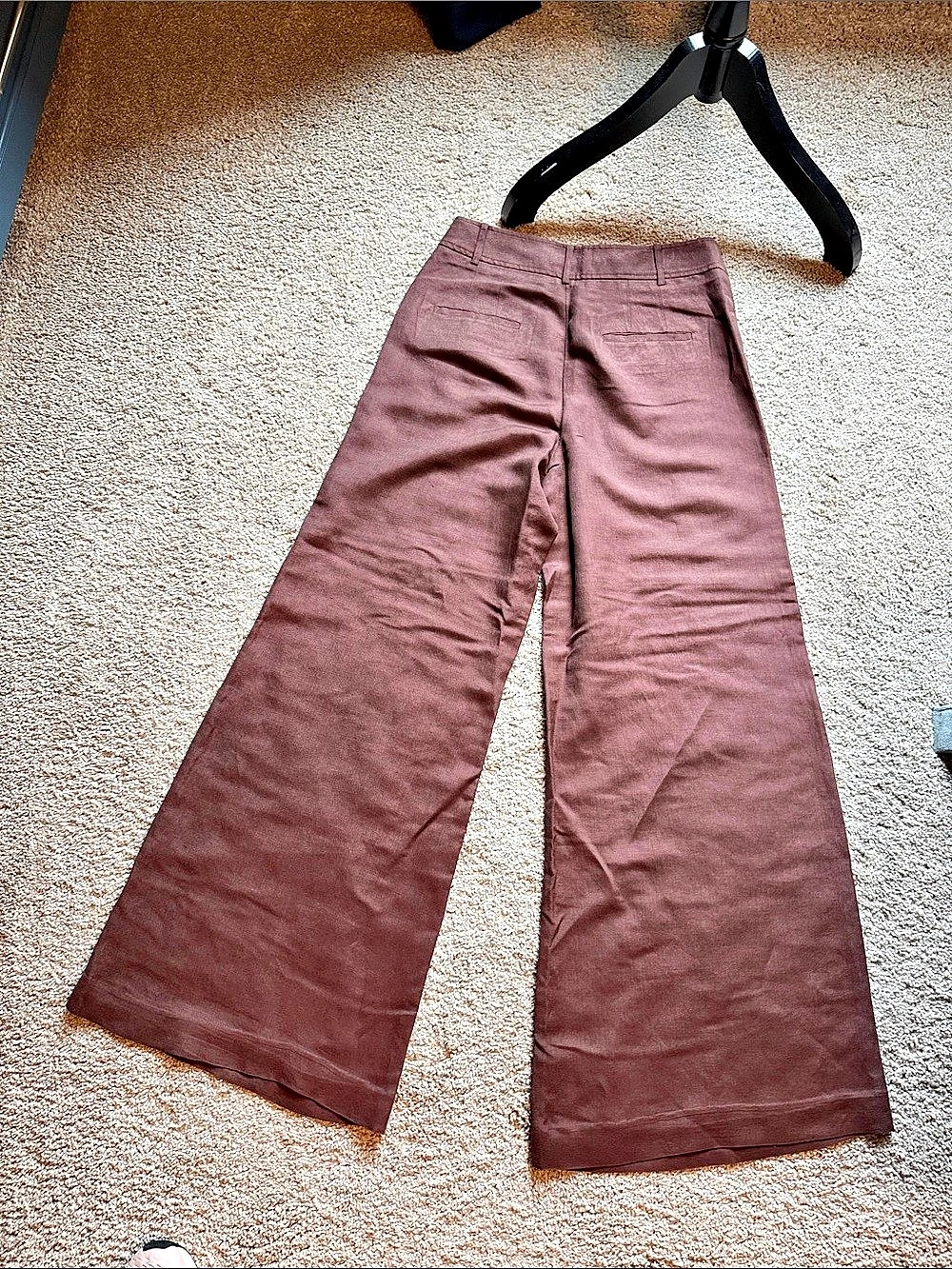 Ann Taylor Wide Leg Linen-Blend Pants in Brown Size 4
